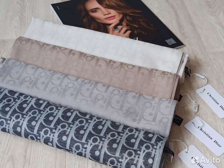 Палантин Кашемир черный Christian Dior 8 цветов