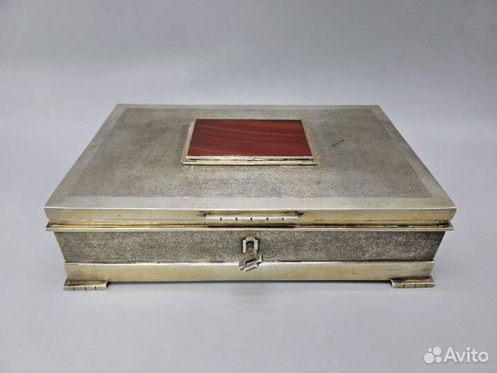 Шкатулка серебро 800 Германия яшма