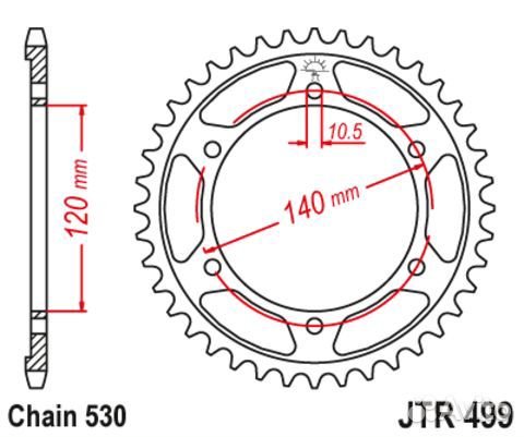 JTR499.40 Звезда задняя JT 530
