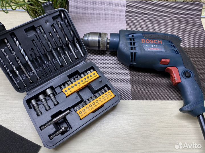 Ударная дрель bosch 600Вт Оригинал + Набор Свёрл