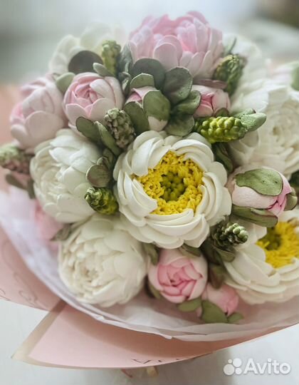 Букет из зефирных цветов, зефир, подарок