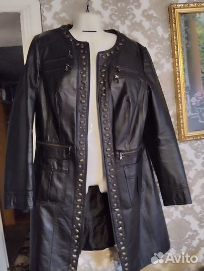 Кожаный плащ пиджак