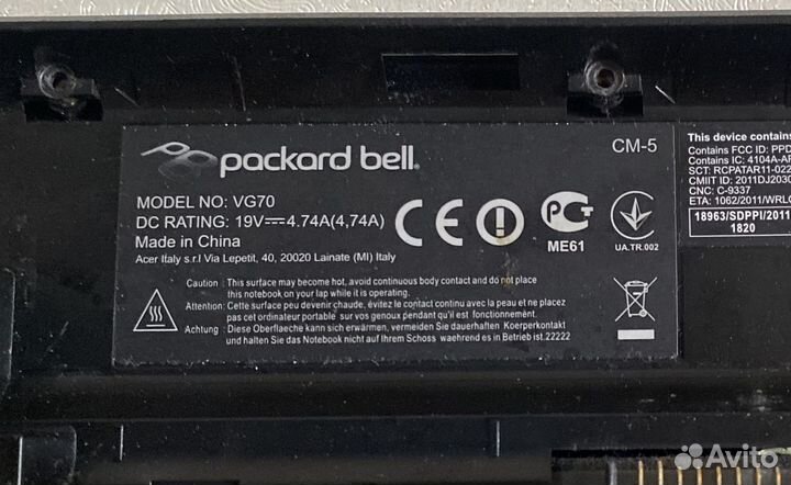 Ноутбук Packard Bell VG70/Acer V3 - 731 в разбор