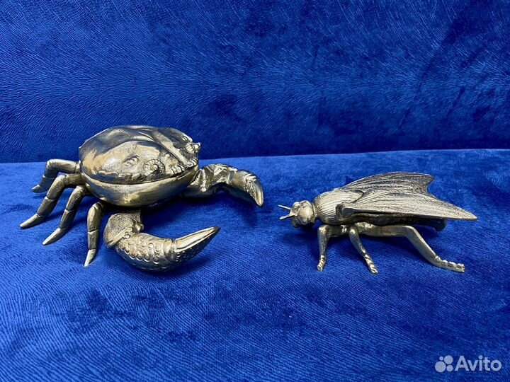 Шкатулка краб и муха Бронза Каслинское литье