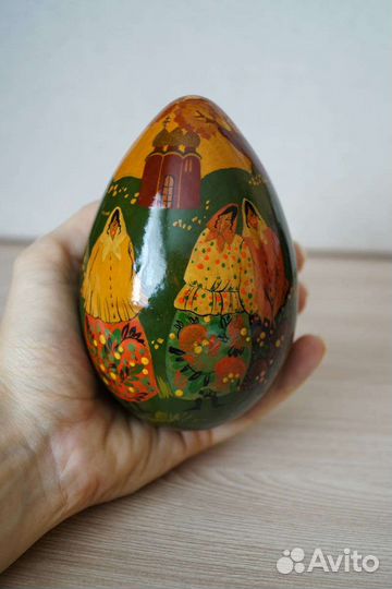 Винтажное деревянное пасхальное яйцо, СССР (1992г)