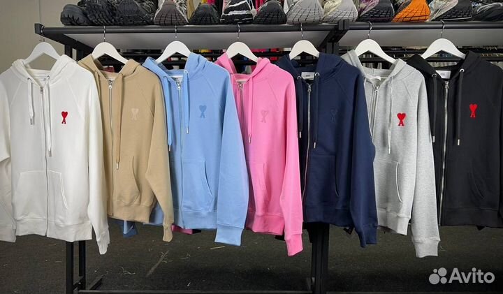 Зип худи ami paris розовая