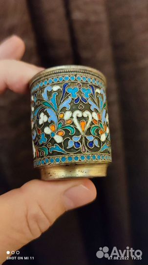 Стопка серебро 84 проба эмаль