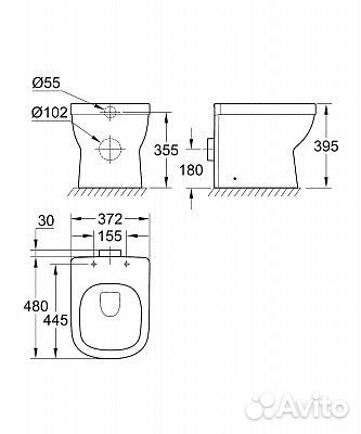 Grohe Euro Ceramic Унитаз прист,с унив.вып. 393380