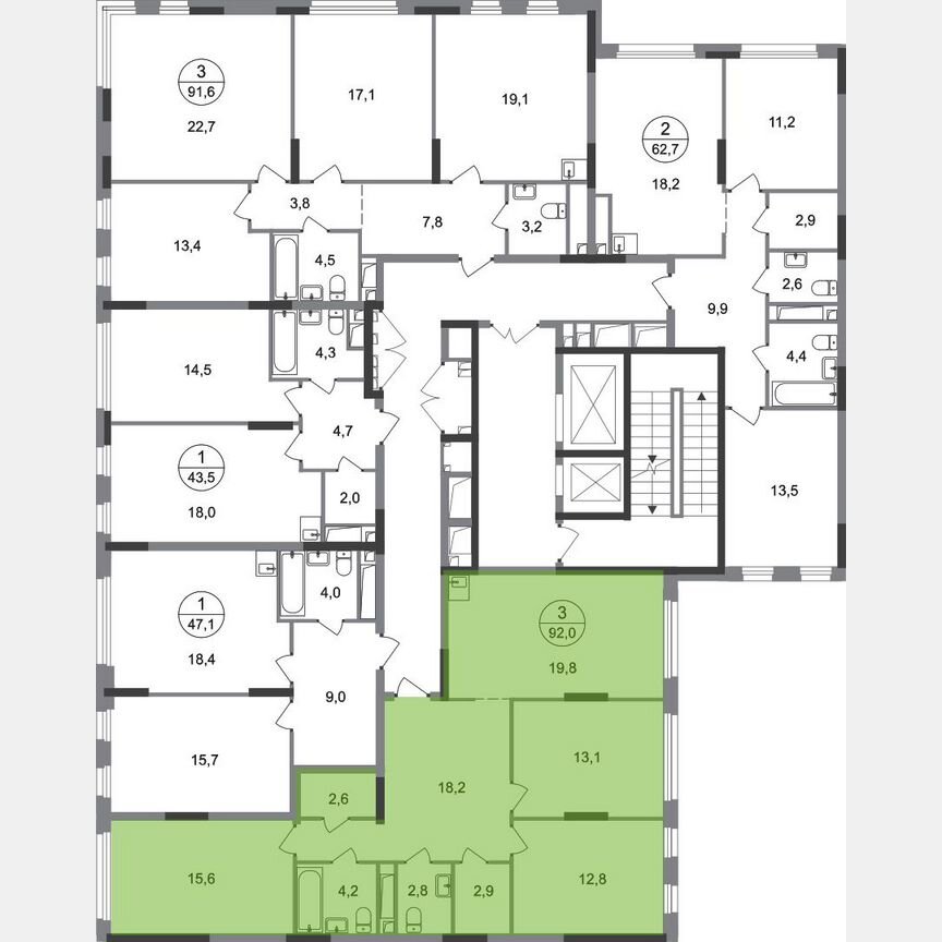 3-к. квартира, 92 м², 4/17 эт.