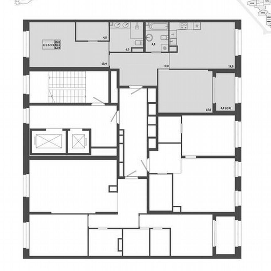 2-к. квартира, 82,9 м², 5/9 эт.