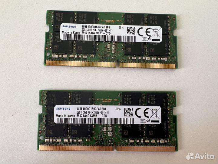 Samsung 32Гб DDR4 2666мгц sodimm CL19