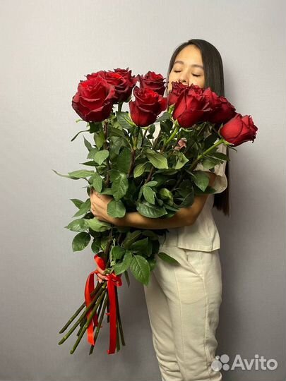 Метровые розы эквадор красные розы 100см