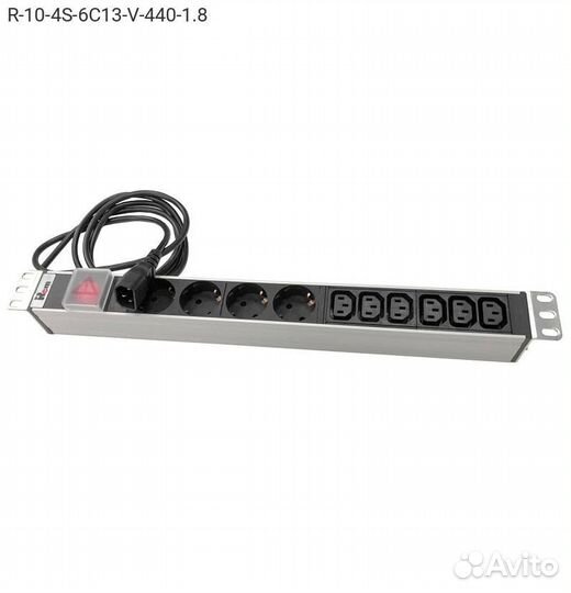 Блок розеток цмо Rem-10, 1U, R-10-4S-6C13-V-440-1