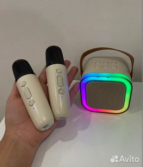 Детское караоке с двумя микрофонами и колонкой