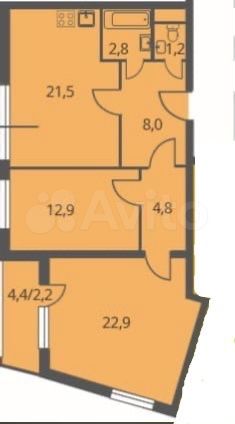 2-к. квартира, 76,3 м², 9/25 эт.