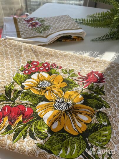 Кухонные полотенца хлопковые узор цветы