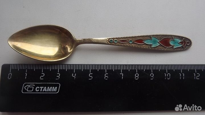 Ложечка 875пр.звезда эмаль позолота вес 15гр