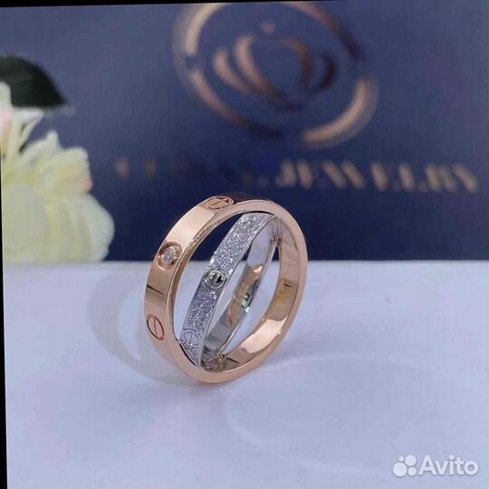 Кольцо Cartier Love, бриллиантовое паве 0,16ct