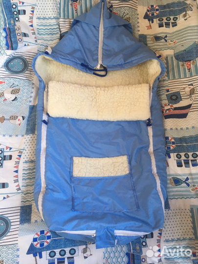 Конверт зимний на овчине натуральный в коляску