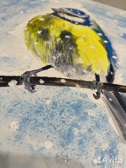 Синичка акварелью