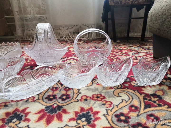 Хрустальные ладьи, салатницы