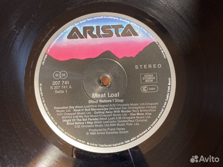 Meat Loaf Blind Before I Stop lp
