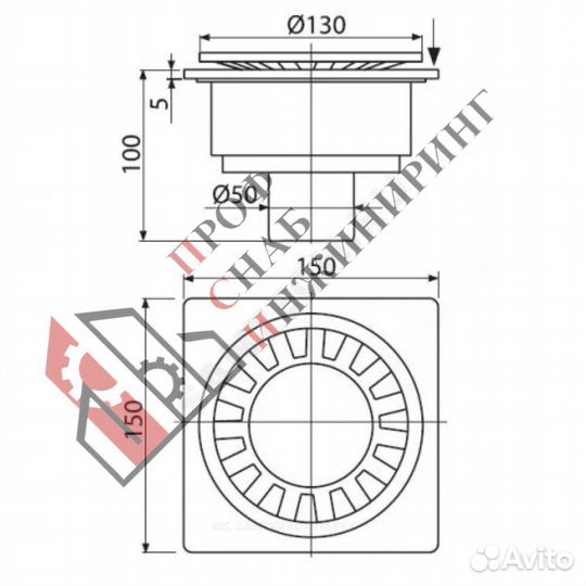 Трап нерегулируемый с гидрозатвором с пластиковой