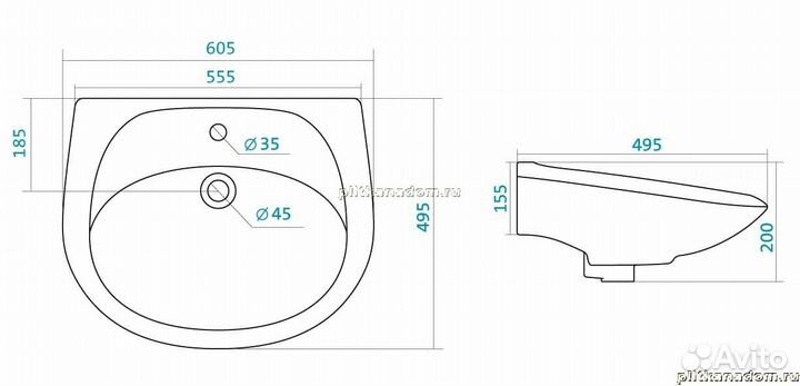 Santek Бриз 1.WH11.0.466 умывальник 60 см