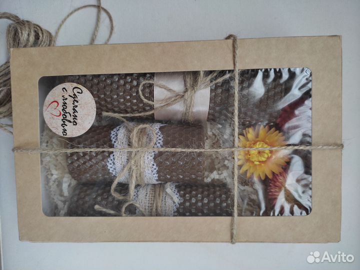 Свечи из вощины, набор 3 штуки