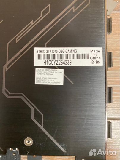 Видеокарта asus GeForce GTX 1070 OC ROG Strix 8 Гб