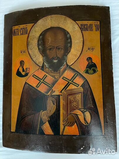 Икона Николай Чудотворец 19 век антиквариат