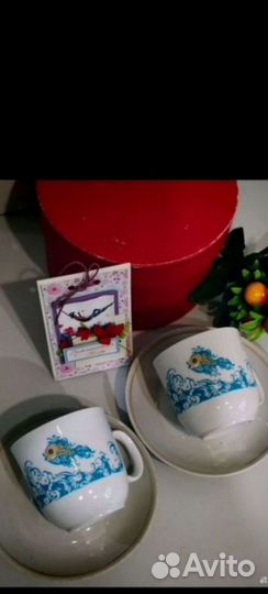 Чайная пара(Кружка+блюдце) 2 штуки.СССР.Фарфор