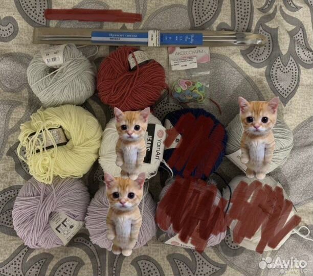 Пряжа yarnart крючок спицы маркер