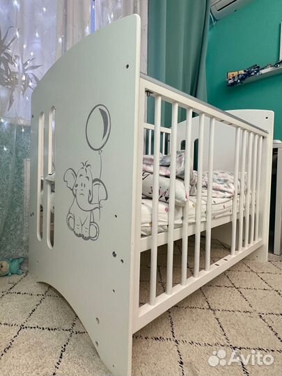 Детская кроватка белая Матрас в подарок