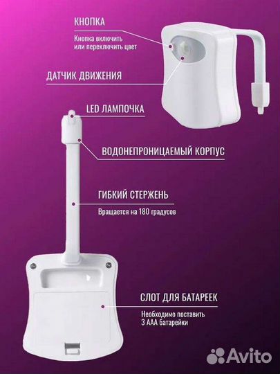 Подсветка для унитаза с датчиком движения