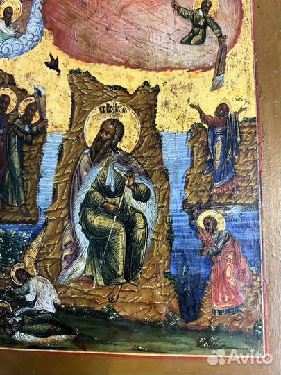 Икона Огненное Восхождение пророка Ильи Палех мини