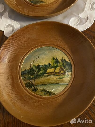 Кедровые тарелки с ручной росписью