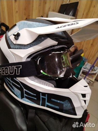 Кросcовый шлем acerbis c защитными очками scout