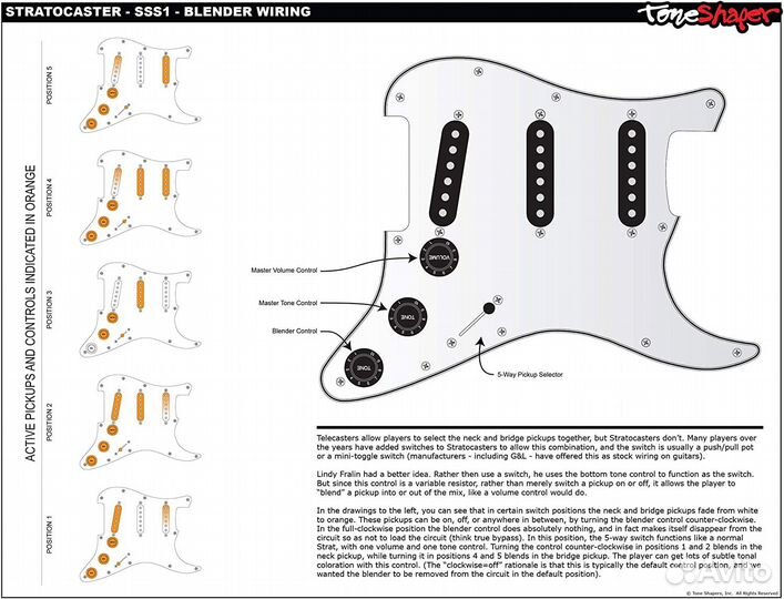 Темброблок для электрогитары / набор электроники