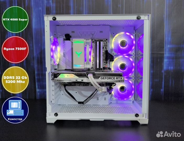 Компьютер новый AMD7500F-RTX4080SUP-32DDR5-QDA-A620
