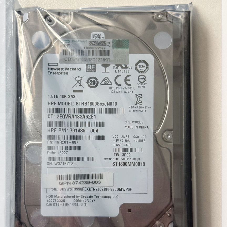 [STHB1800S5XEN010] Hpe Hdd 1.8тb 10k Rpm 12gb/S Sas 2.5" Sthb1800s5xen010
