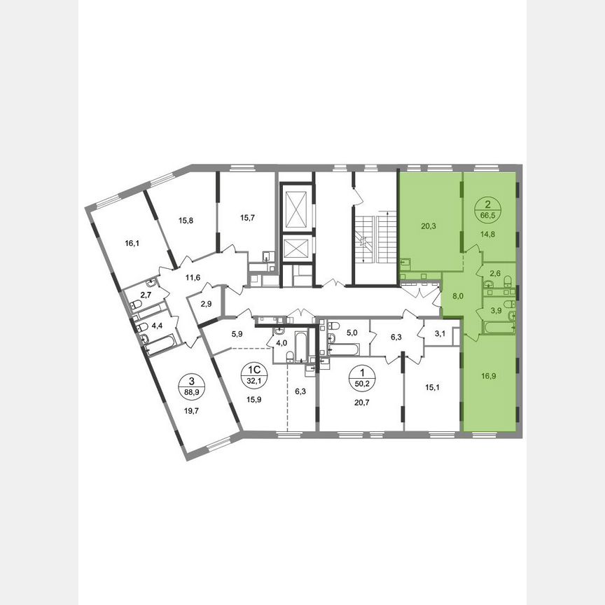 2-к. квартира, 66,5 м², 9/17 эт.
