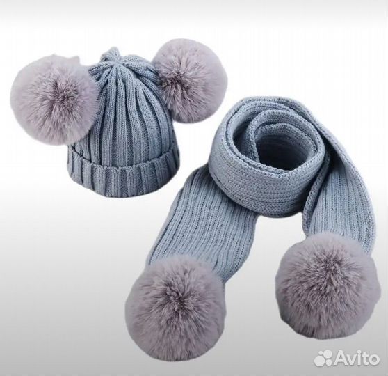 Шапка с шарфом детская