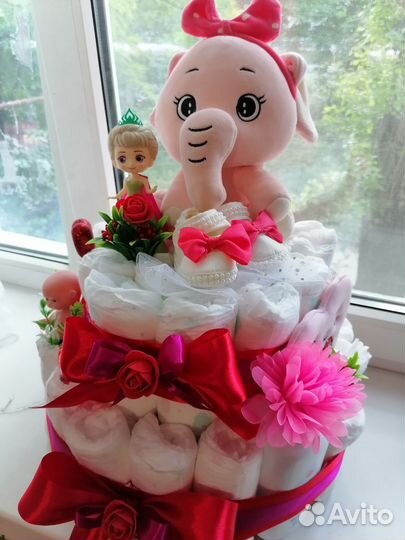 Торт из памперсов подарок на выписку