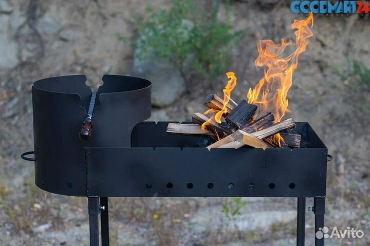 Мангал печь казан чугунный 10 литров с крышкой