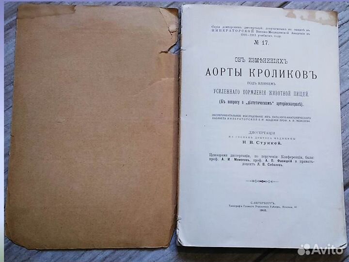 Старинная книга 1910. Аорты кроликов. Стуккей