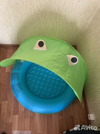 Детский надувной бассейн с козырьком