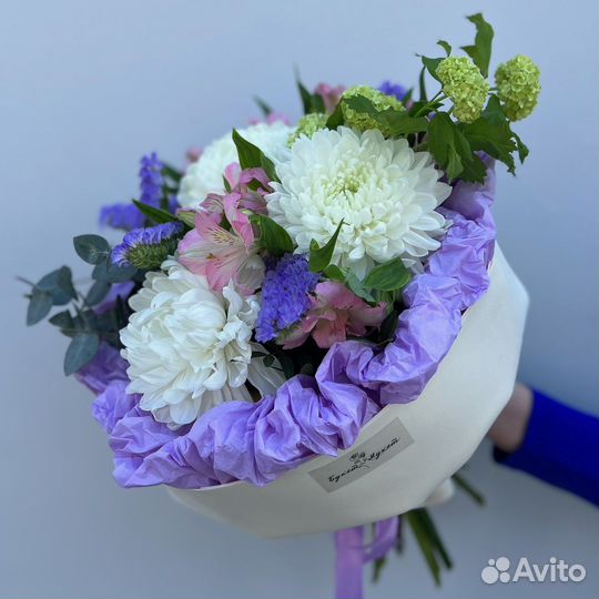 Букет «Майя Плисецкая» (хризантема, статица)