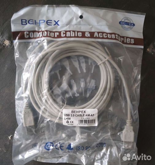 Кабель удлинитель USB 2.0, 5 м Behpex