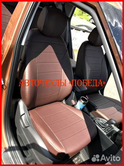 Чехлы Hyundai Creta из экокожи шоколадные Классика